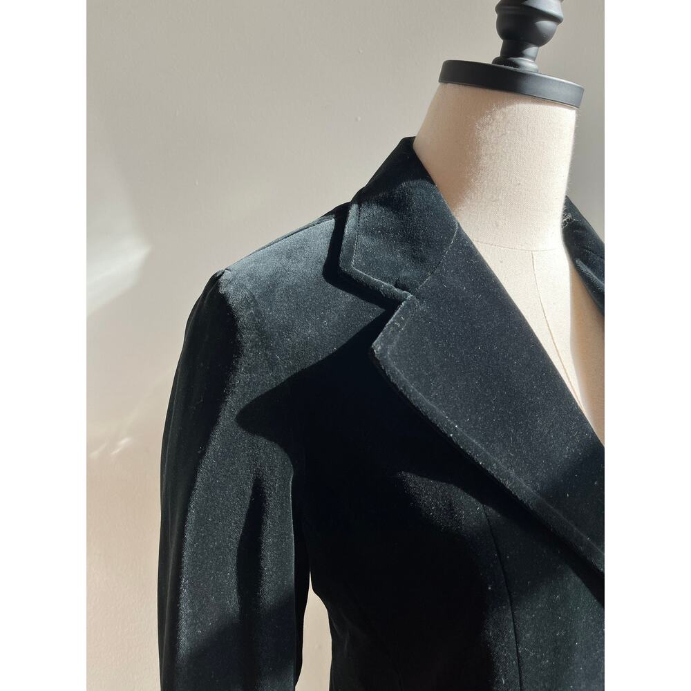 Vintage 70s Velvet Blazer | Black Double Breasted Tailored Smoking Jacket | S - Picture 6 of 9
